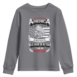 Apache Tribe Native American Indian Pride Youth Sweatshirt I Was Not Born In America TS14 Charcoal Print Your Wear