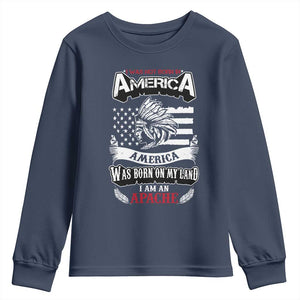 Apache Tribe Native American Indian Pride Youth Sweatshirt I Was Not Born In America TS14 Navy Print Your Wear