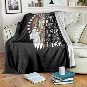 Native American Indian Wolf Saying Listen to The Wind Throw Blanket TS14 Print Your Wear