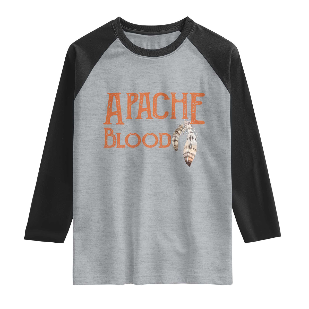 Apache Blood Roots for Proud Native American Peoples Raglan Shirt TS14 Heather Gray Black Print Your Wear