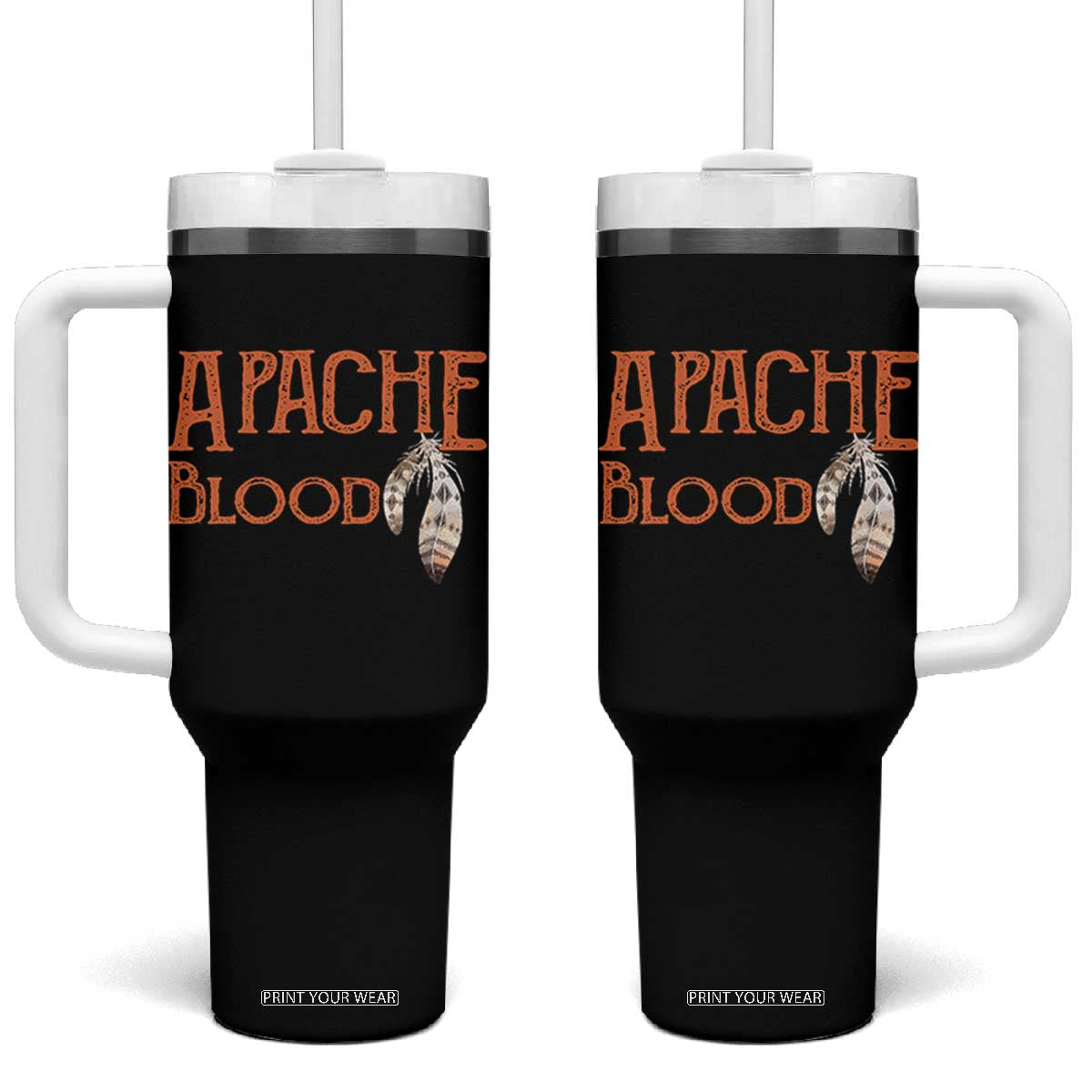 Apache Blood Roots for Proud Native American Peoples Tumbler With Handle TS14 One Size: 40 oz Black Print Your Wear