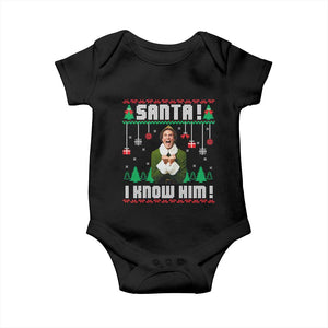 Santa I Know Him Baby Onesie Funny Elf Christmas TS14 Black Print Your Wear