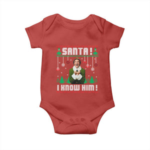 Santa I Know Him Baby Onesie Funny Elf Christmas TS14 Red Print Your Wear