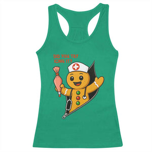 Funny ICU Nurse Christmas Racerback Tank Top Gingerbread Did You Try Icing It TS14 Irish Green Print Your Wear