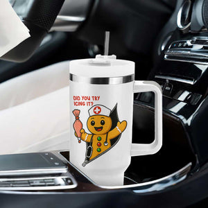 Funny ICU Nurse Christmas Tumbler With Handle Gingerbread Did You Try Icing It TS14 Print Your Wear