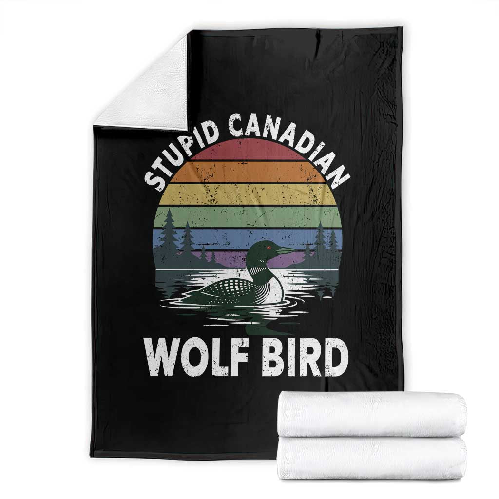 Stupid Canadian Wolf Bird Throw Blanket Sarcastic Animal Meme TS14 Black Print Your Wear