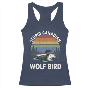 Stupid Canadian Wolf Bird Racerback Tank Top Sarcastic Animal Meme TS14 Navy Print Your Wear
