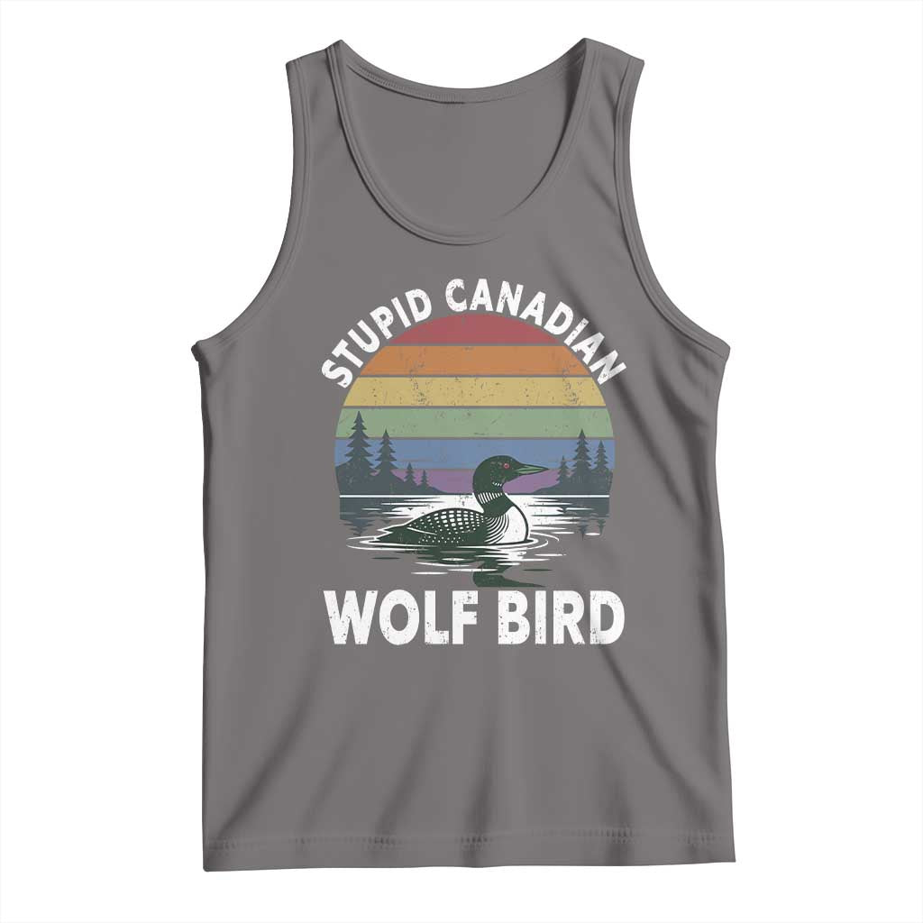 Stupid Canadian Wolf Bird Tank Top Sarcastic Animal Meme TS14 Deep Heather Print Your Wear