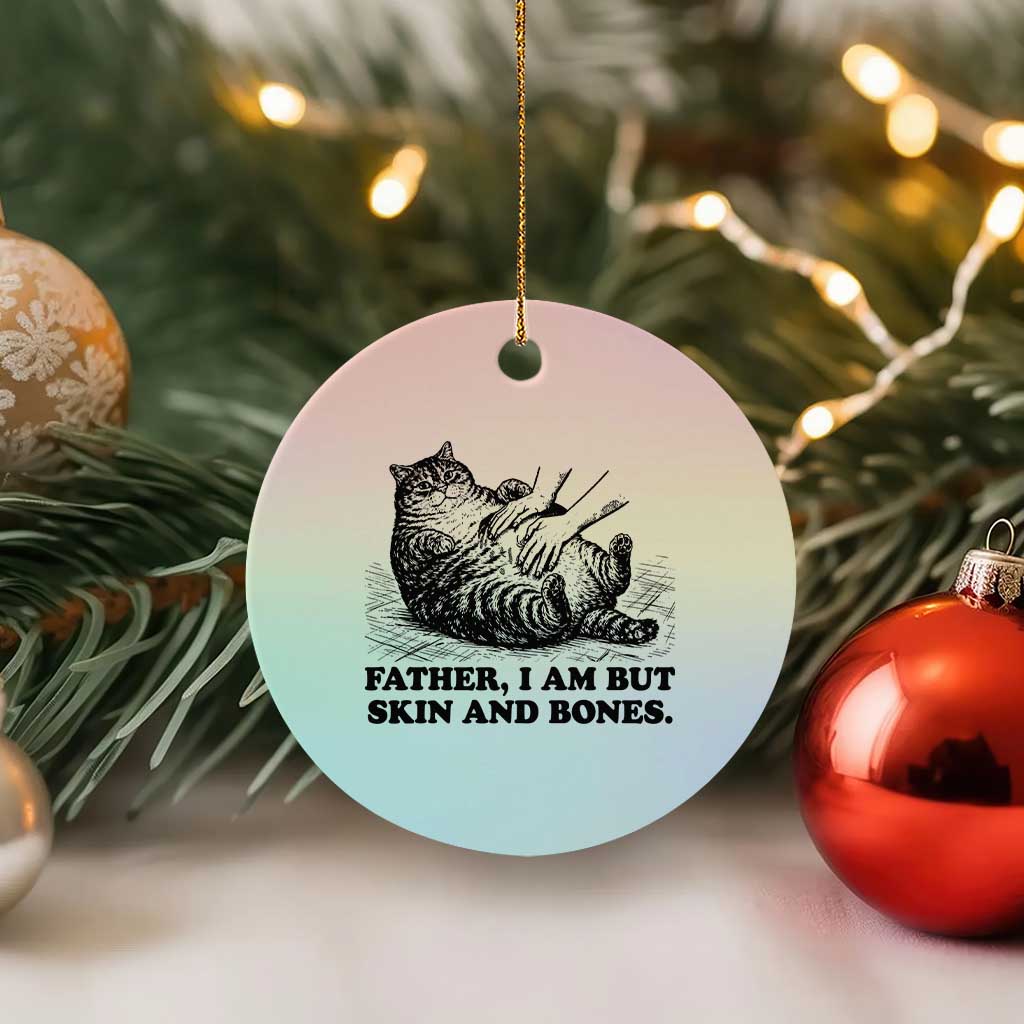 Funny Cat Dad Cat Lover Ceramic Ornament Father I Am But Skin and Bones TS14 1pc Pastel Print Your Wear