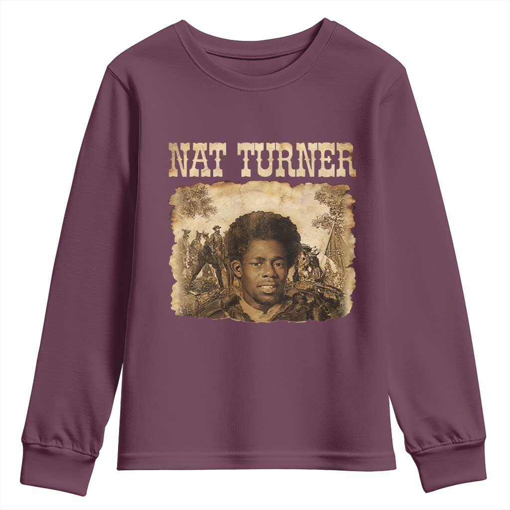 Nat Turner Youth Sweatshirt Black History African American TS14 Maroon Print Your Wear