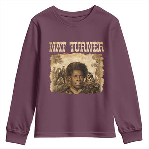 Nat Turner Youth Sweatshirt Black History African American TS14 Maroon Print Your Wear