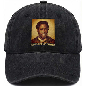 Nat Turner Washed Cotton Baseball Cap Black History Month TS14 Washed Cap Universal Fit Black Print Your Wear