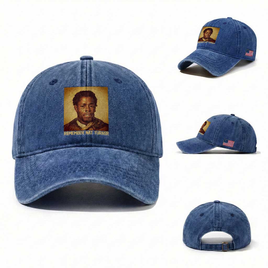Nat Turner Washed Cotton Baseball Cap Black History Month TS14 Washed Cap Universal Fit Royal Blue Print Your Wear