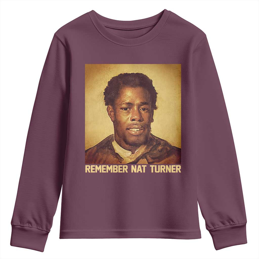 Nat Turner Youth Sweatshirt Black History Month TS14 Maroon Print Your Wear