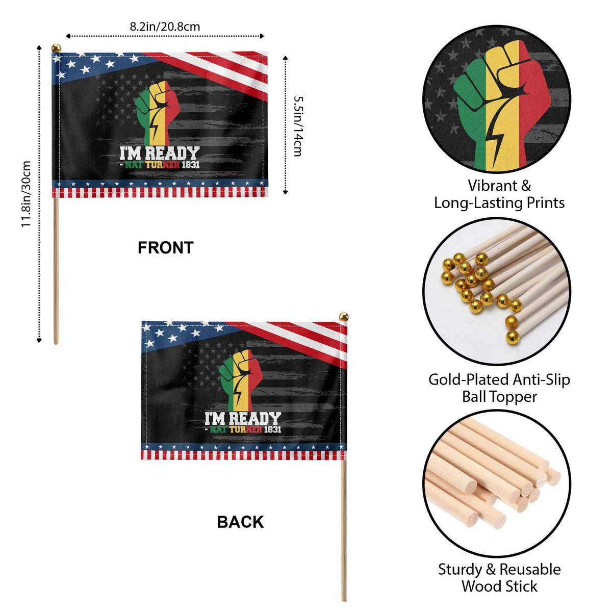 Nat Turner Quote Patriotic Handheld Flag Black History African American TS14 Print Your Wear