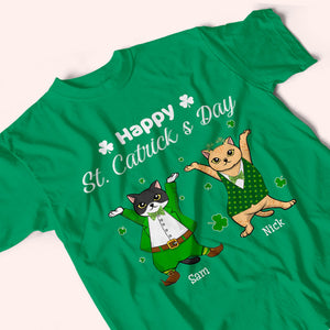 Personalized St Patricks Day Cat T Shirt Happy St Catricks Day CTM Custom - Printyourwear