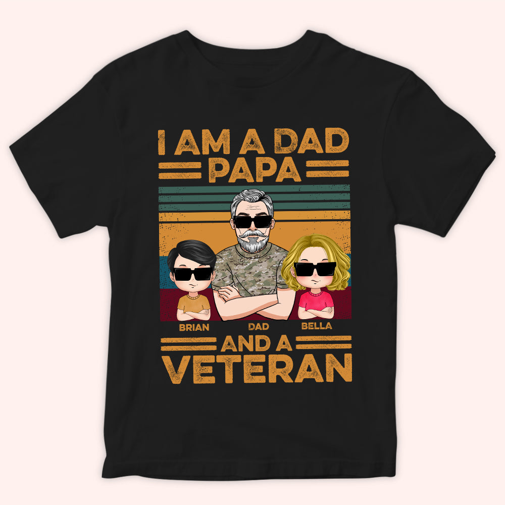 Personalized Veteran T Shirt I Am A Dad Papa and A Veteran CTM Youth Custom - Printyourwear