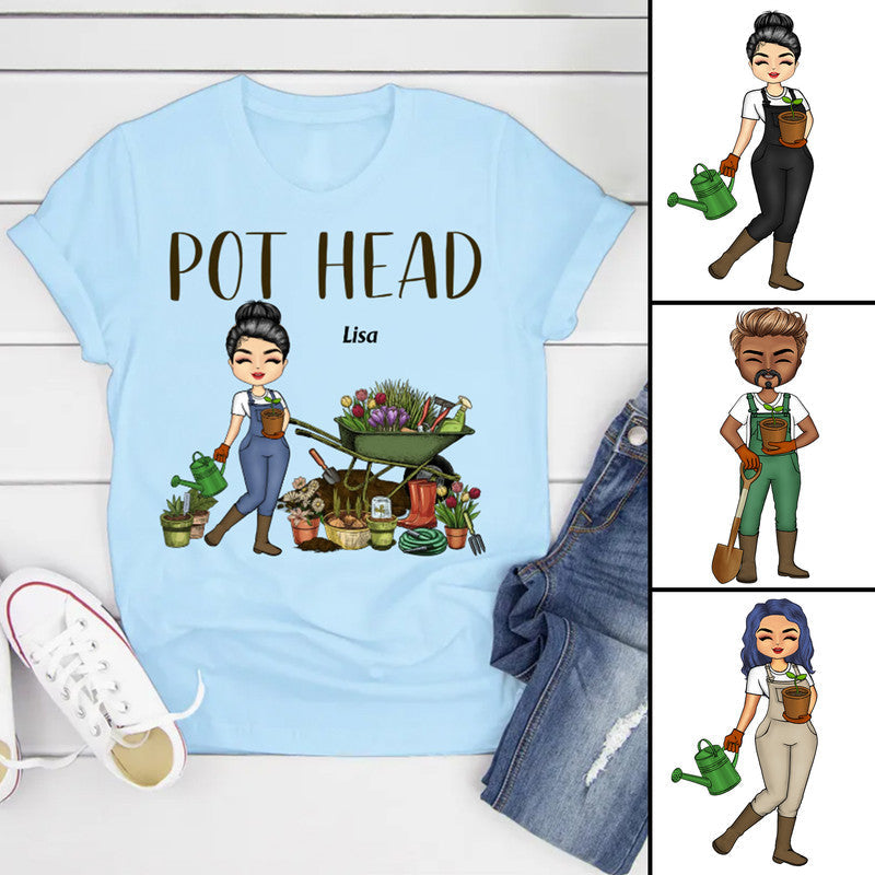 Personalized Gardening Pot Head T Shirt Garden Gifts For Her and Him CTM Youth Custom - Printyourwear