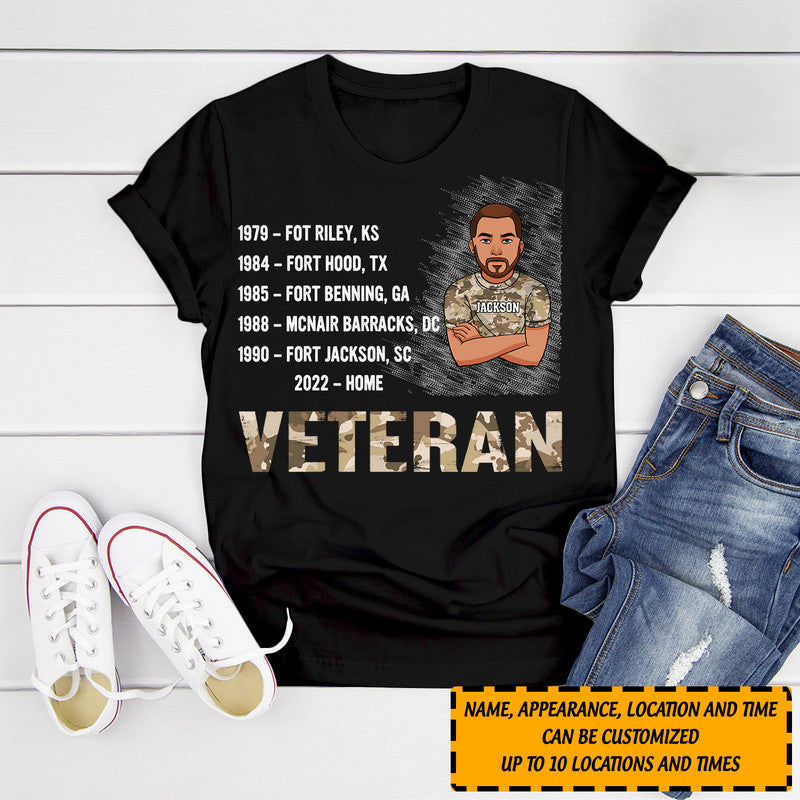 Personalized Veterans Military Base and Time T Shirt Gift For Father CTM Youth Custom - Printyourwear