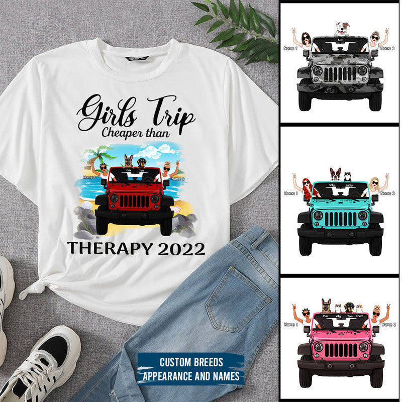 Custom Jeep Tee Shirts Jeep Girls Trip Therapy CTM Youth Custom - Printyourwear