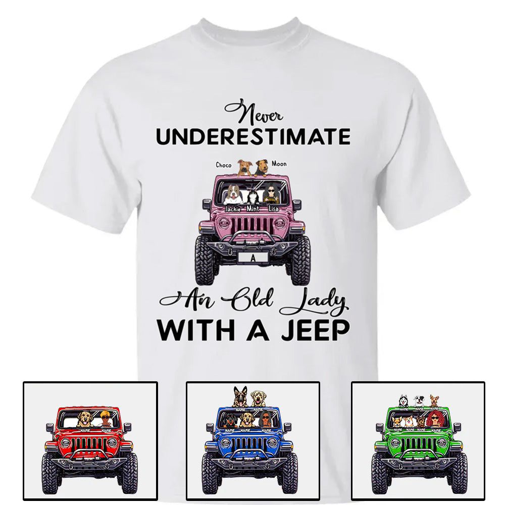 Never Underestimate an Old Man or Lady with a JP Dog & Cat – Custom Apparel – Personalized Jeep Design CTM00 Custom - Printyourwear