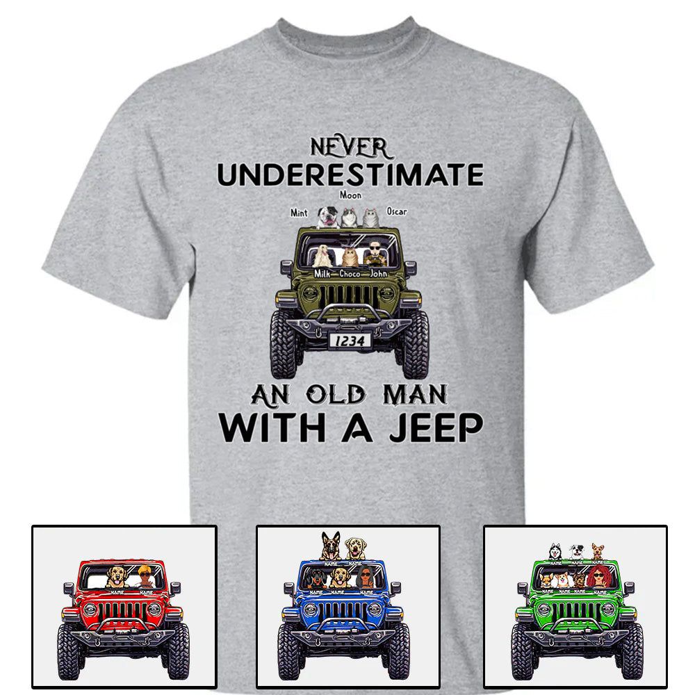 Never Underestimate an Old Man or Lady with a JP Dog & Cat – Custom Apparel – Personalized Jeep Design CTM00 Hoodie Youth Custom - Printyourwear