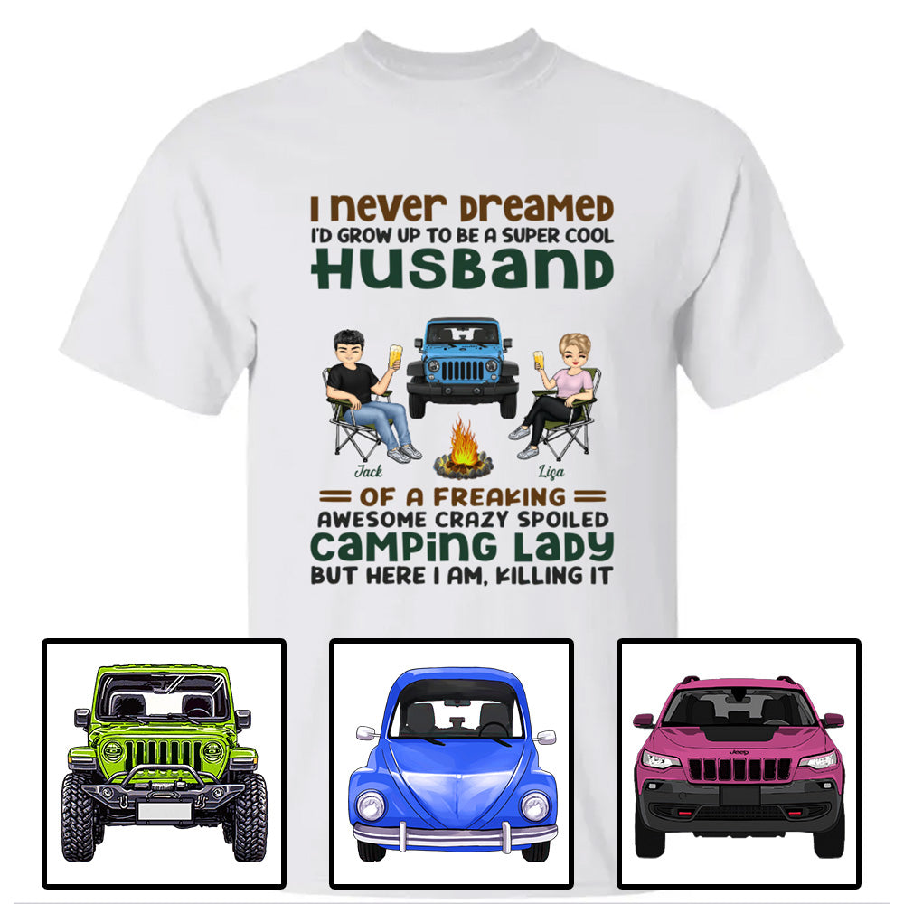 Custom Jeep Shirts, I Never Dreamed Id Grow Up To Be A Super Cool Husband Camping, Jeep Couple Apparel CTM Hoodie Youth Custom - Printyourwear