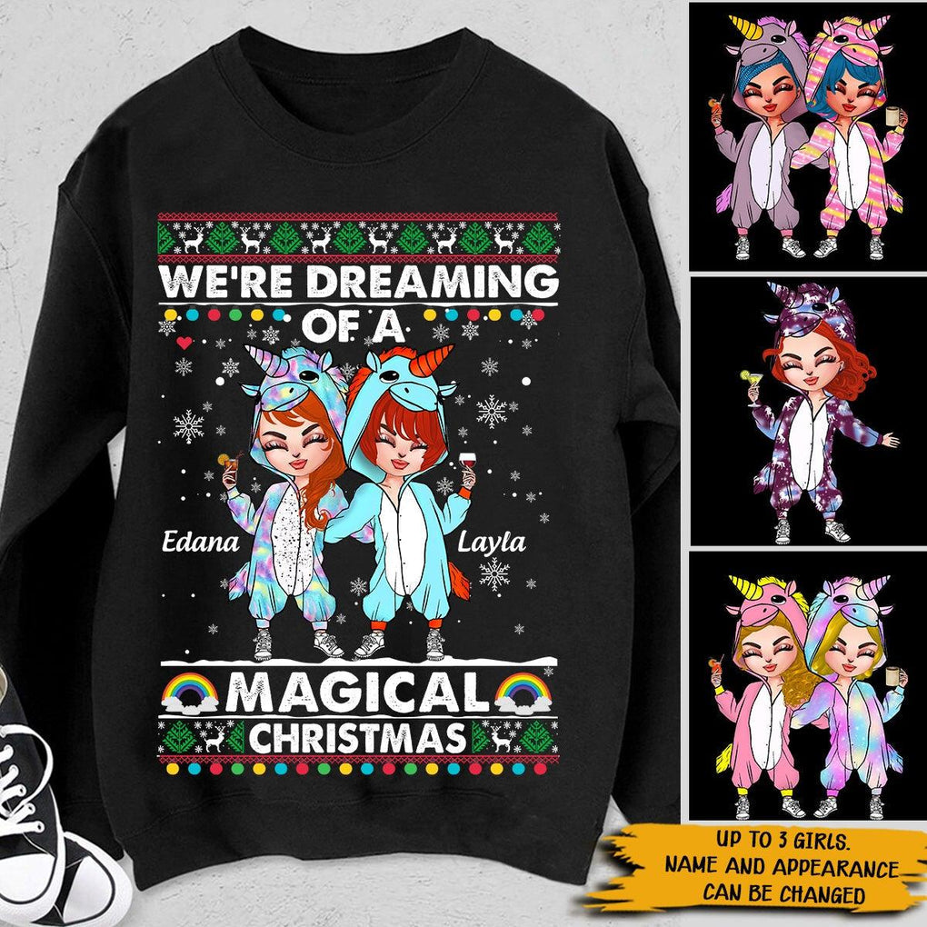 Personalized Christmas Unicorn Sweatshirt Im Dreaming Of A Magical CTM Unisex Custom - Printyourwear