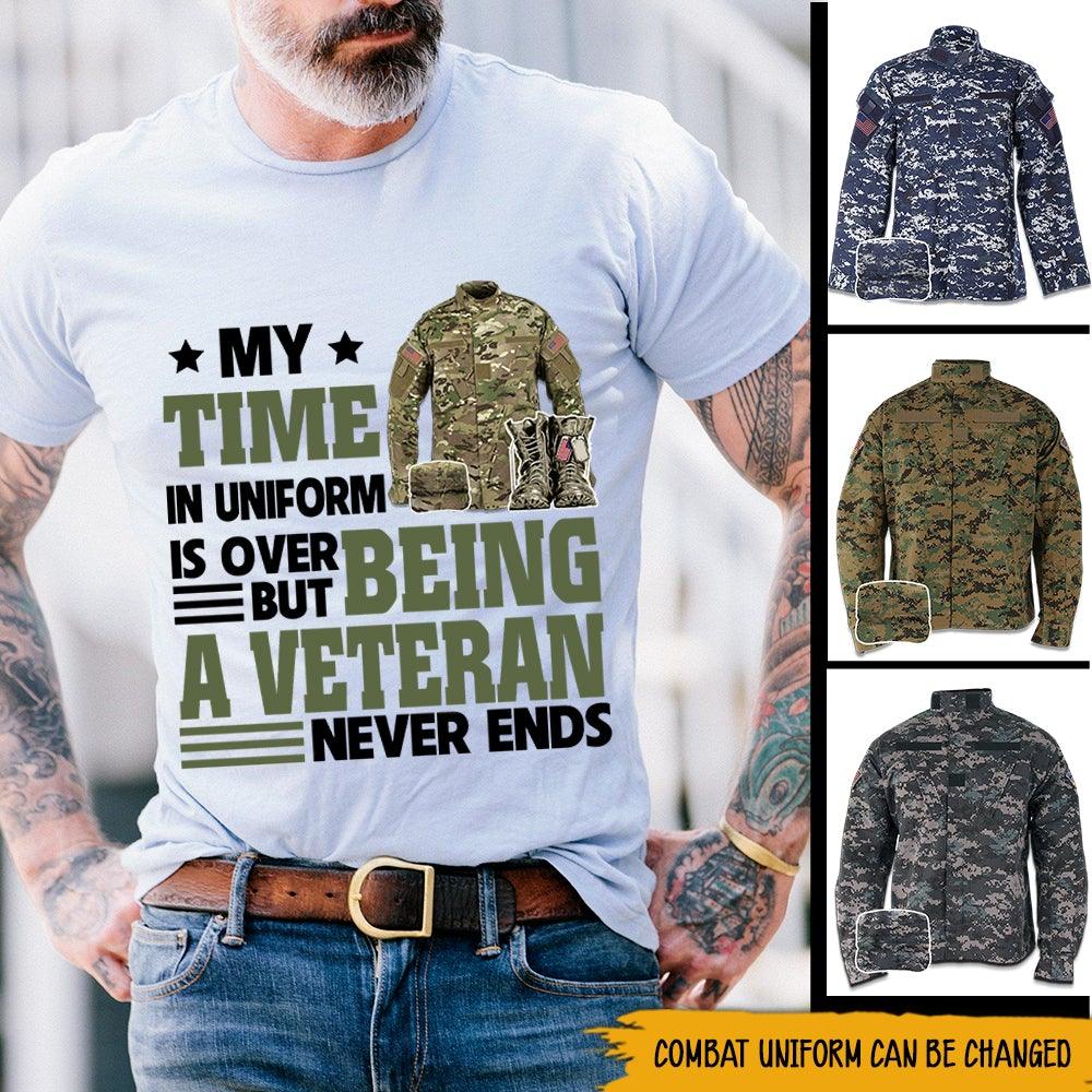 Personalized Veteran T Shirt My time Being A Veteran Never Ends CTM Youth Custom - Printyourwear