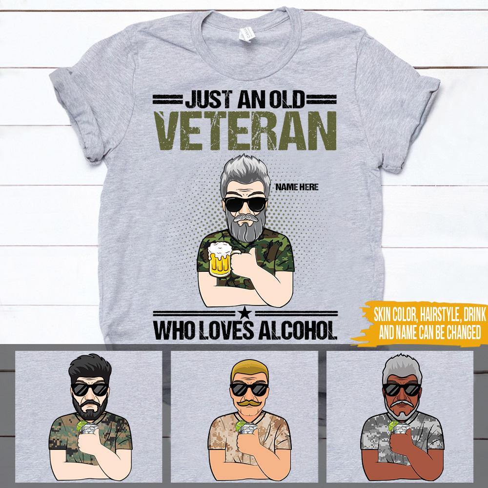 Personalized Veteran T Shirt Just A Veteran Who Loves Alcohol CTM Youth Custom - Printyourwear