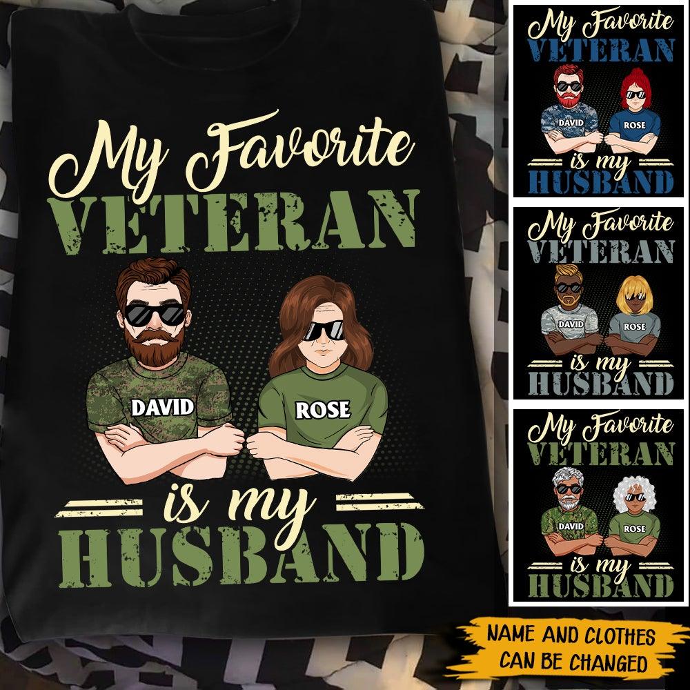 Personalized Veterans Wife T Shirt My Favorite Veteran Is My Husband CTM Youth Custom - Printyourwear