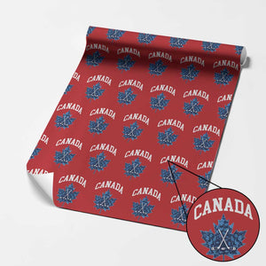 Vintage Canada Hockey Wrapping Paper Roll Maple Leafs TS10 Red Print Your Wear