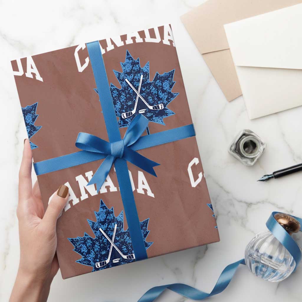 Vintage Canada Hockey Wrapping Paper Roll Maple Leafs TS10 Mocha Print Your Wear