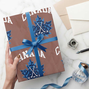 Vintage Canada Hockey Wrapping Paper Roll Maple Leafs TS10 Mocha Print Your Wear