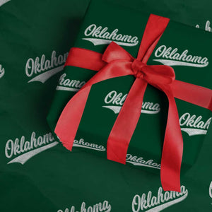 Vintage Oklahoma Throwback Distressed Wrapping Paper Roll Retro Classic OK State Pride TS02 Green Print Your Wear