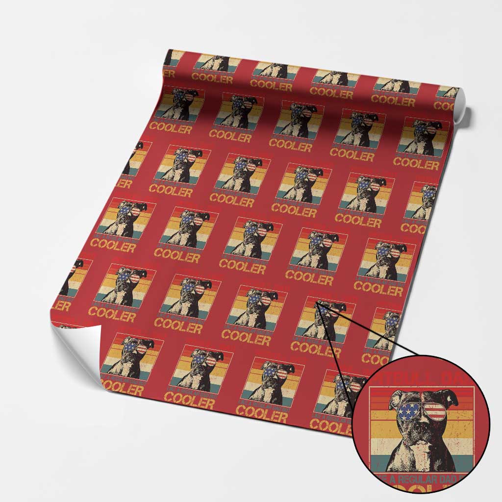 Vintage Pitbull Dad Wrapping Paper Roll Like A Regular Dad But Cooler TS10 Red Print Your Wear