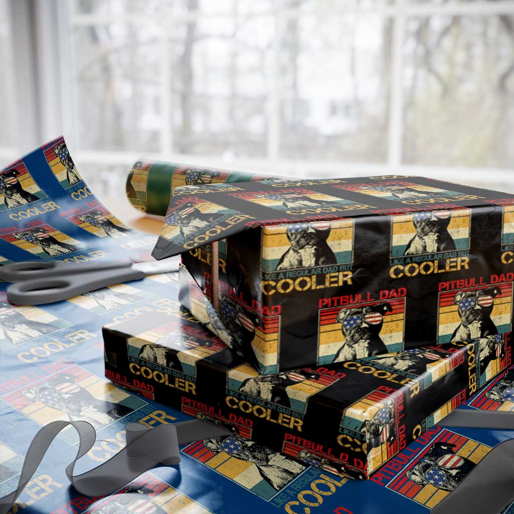 Vintage Pitbull Dad Wrapping Paper Roll Like A Regular Dad But Cooler TS10 Black Print Your Wear