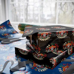 Viva Mexico Cabrones Wrapping Paper Roll Skull Mexican Christmas TS14 Black Print Your Wear