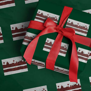 Washington DC Flag Wrapping Paper Roll TS10 Green Print Your Wear