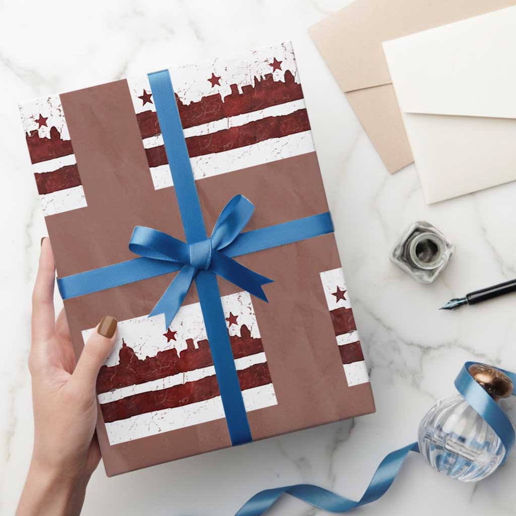 Washington DC Flag Wrapping Paper Roll TS10 Mocha Print Your Wear