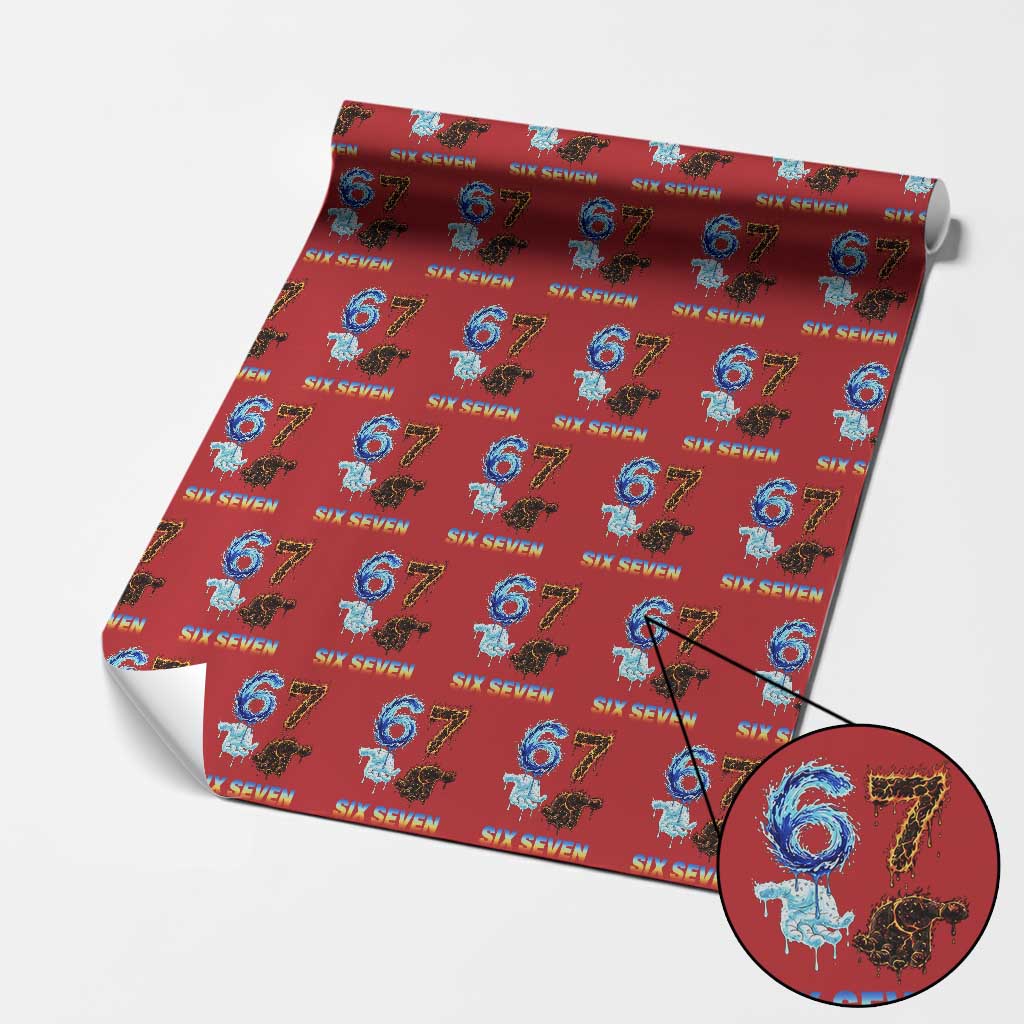 Water Fire Element Six Seven Wrapping Paper Roll Trendy Meme Gift TS12 Red Print Your Wear