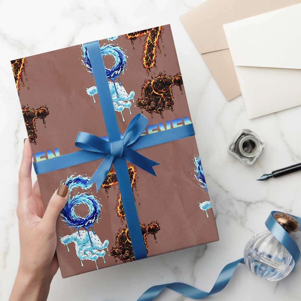 Water Fire Element Six Seven Wrapping Paper Roll Trendy Meme Gift TS12 Mocha Print Your Wear