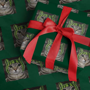 Watermelon Cat Silly Cat Meme Wrapping Paper Roll TS10 Green Print Your Wear