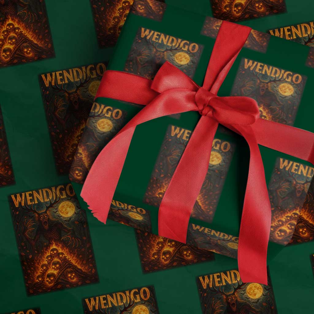 Wendigo Wrapping Paper Roll Halloween Cryptid Horror Mythical Creature TS10 Green Print Your Wear