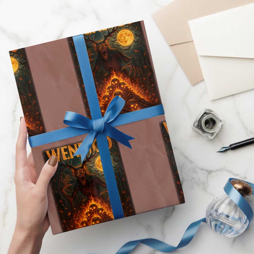Wendigo Wrapping Paper Roll Halloween Cryptid Horror Mythical Creature TS10 Mocha Print Your Wear