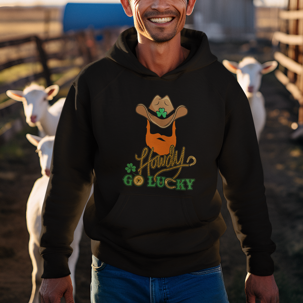 Funny St. Patricks Cowboy Hoodie Howdy Go Lucky Irish Western TS02 Printyourwear