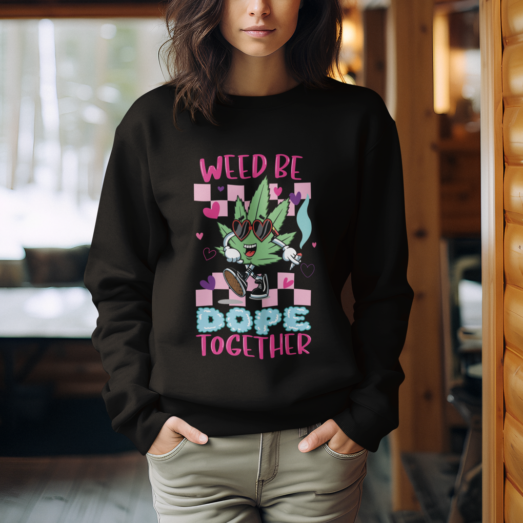 Valentine's Day Sweatshirt Weed Be Dope Together 420 Marijuana TS09 Printyourwear