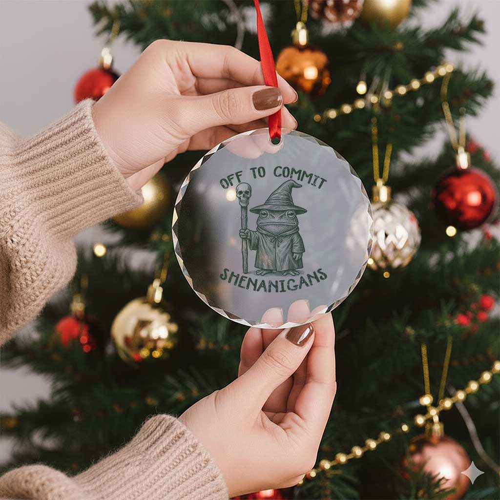 Wizard Frog Crystal Glass Ornament Funny Off to Commit Shenanigans TS10 Print Your Wear