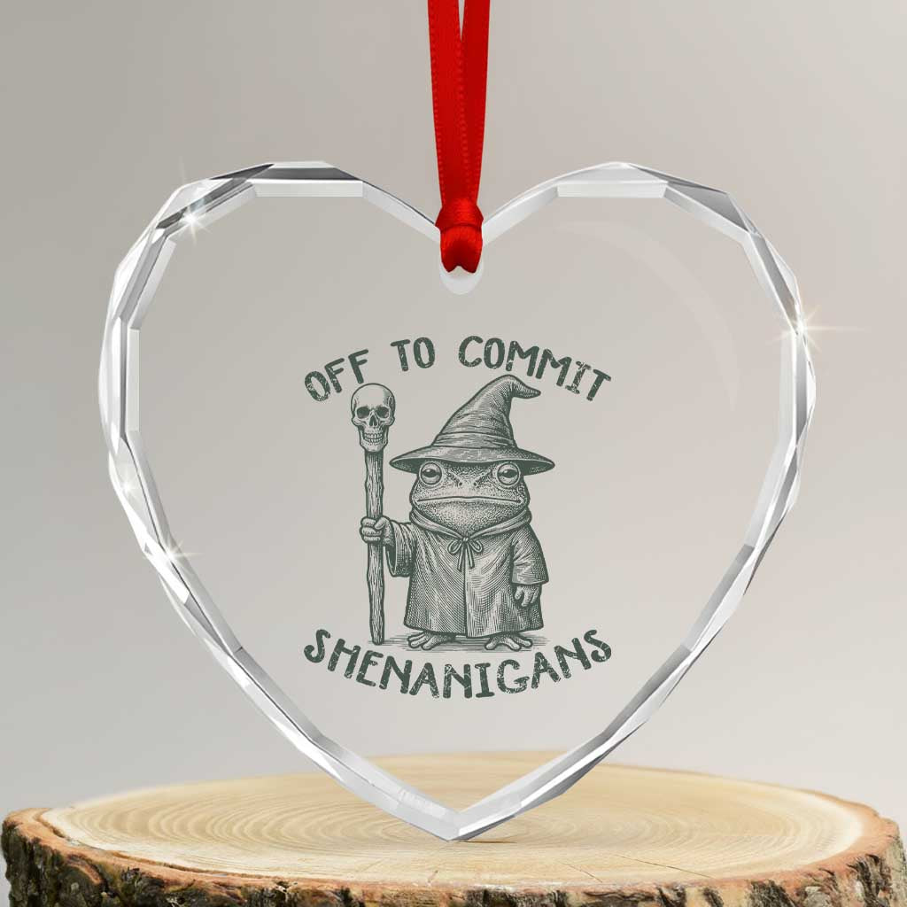 Wizard Frog Heart Crystal Glass Ornament Funny Off to Commit Shenanigans TS10 Transparent Glass 3'' Heart Print Your Wear