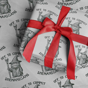 Wizard Frog Wrapping Paper Roll Funny Off to Commit Shenanigans TS10 White Print Your Wear